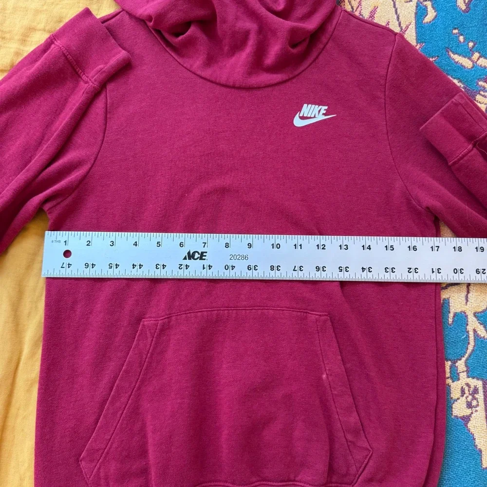 Nike Womens Cowl Neck Hoodie Dark Red‎ Heather Pullover XS Sweatshirt Logo